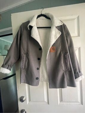 Carhartt Gray Jacket with White Sherpa Lining